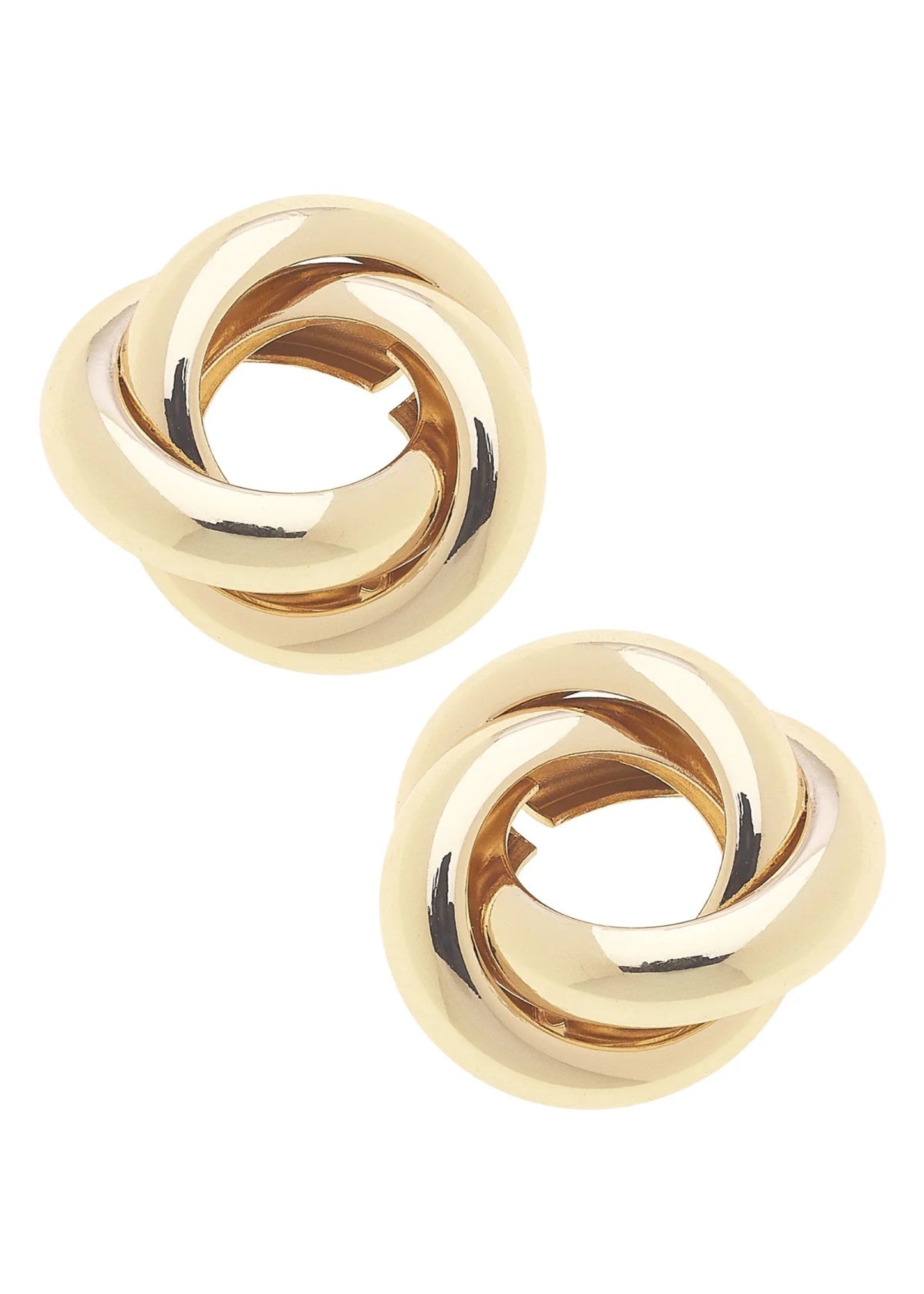 Diana Knot Stud Earrings in Shiny Gold