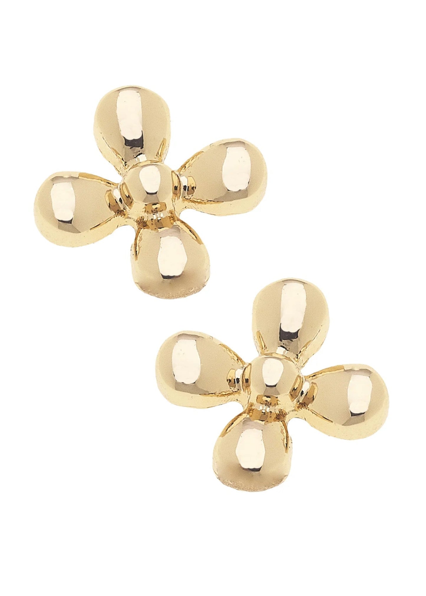 Camila Tiny Cross Stud Earrings in Shiny Gold