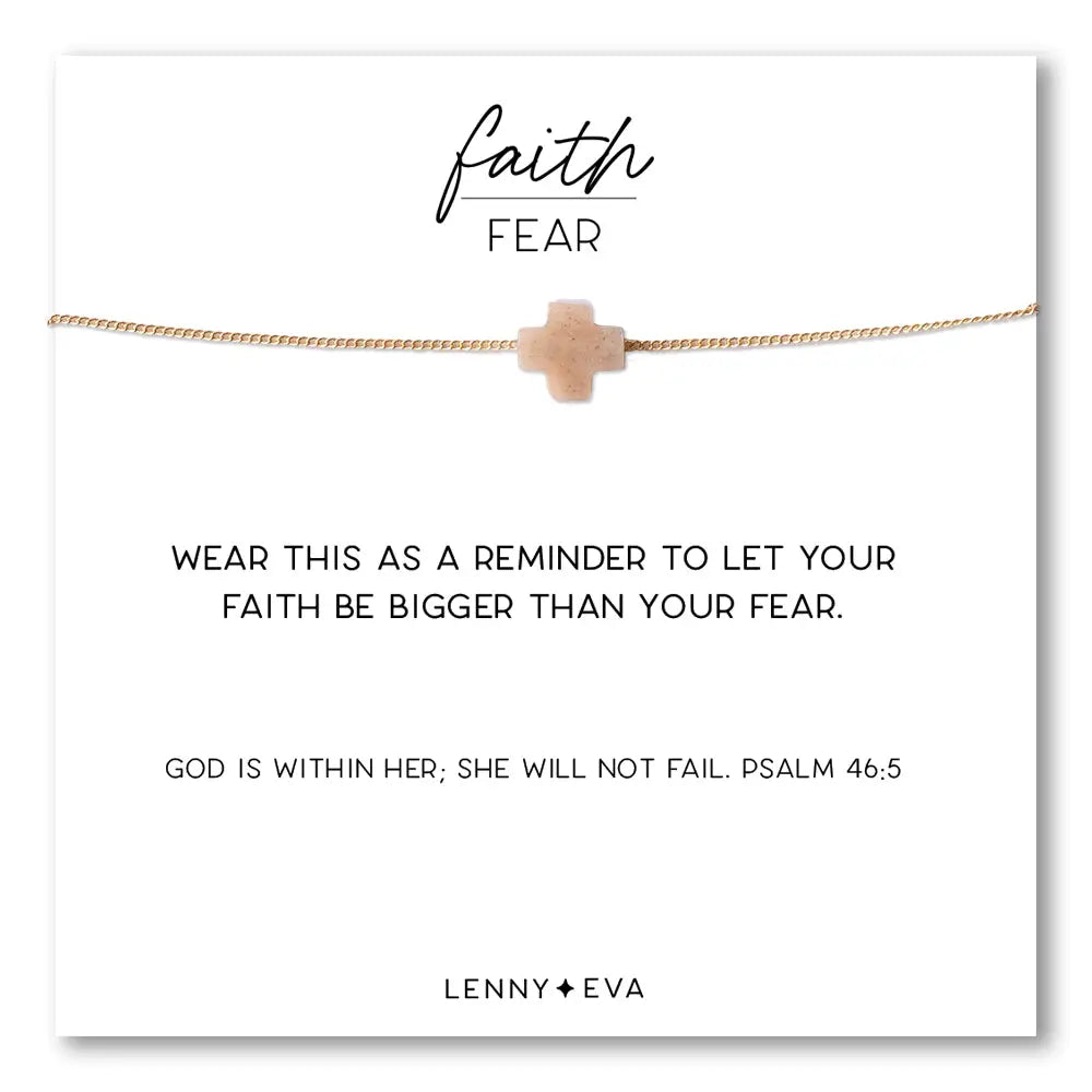 Faith Over Fear Gold Cross Necklace