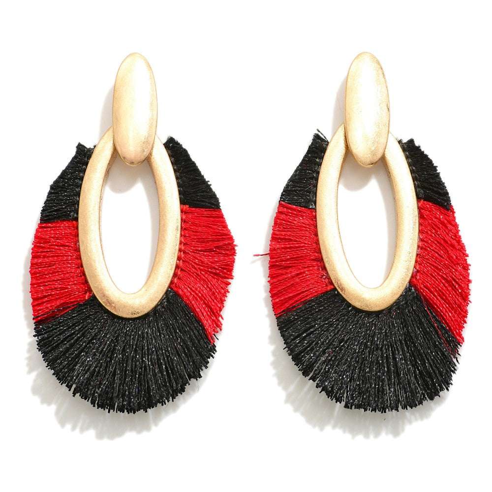 Two Tone GameDay Tassel Drop Earring
