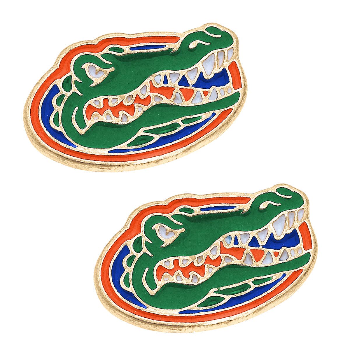 Florida Gators Enamel Logo Stud Earrings in Shiny Gold