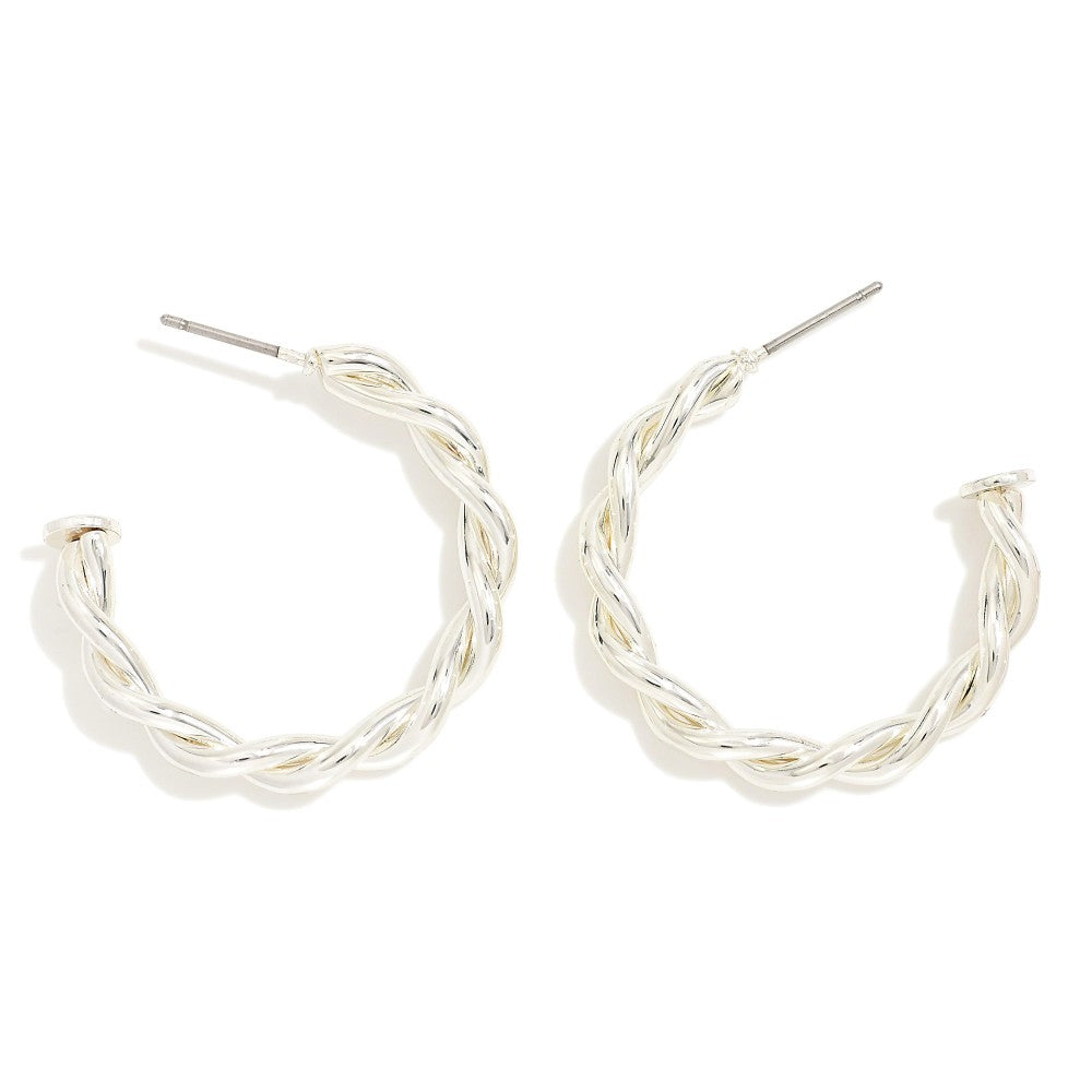 Twisted Metal Hoop Drop Earring