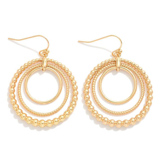 LINKED HOOP DROP EARRINGS - GOLD