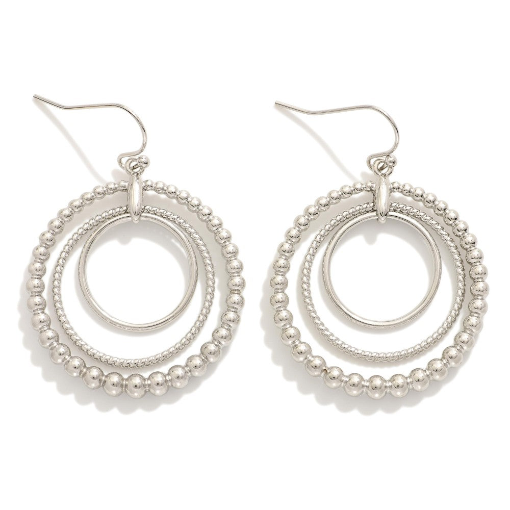 LINKED HOOP DROP EARRINGS - SILVER