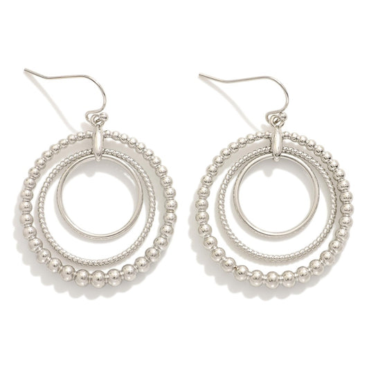 LINKED HOOP DROP EARRINGS - SILVER