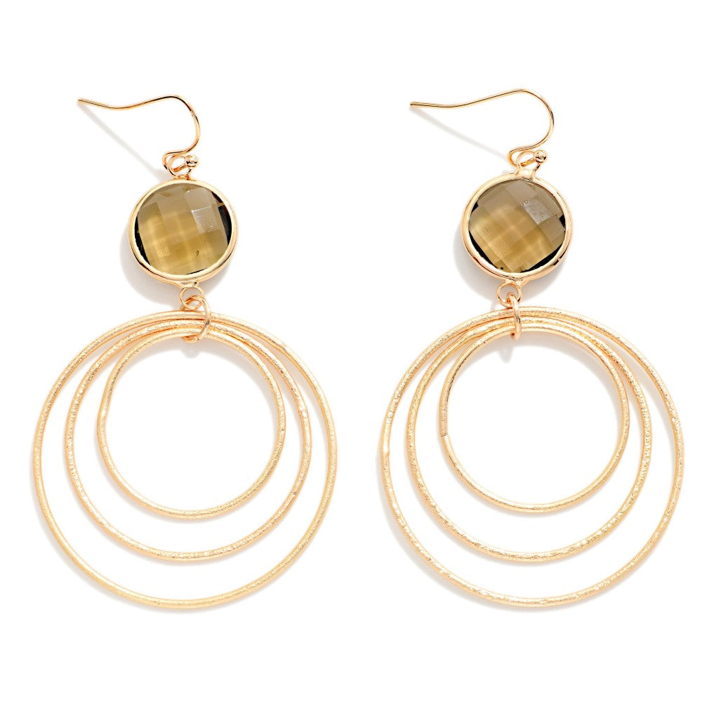 GLASS CRYSTAL EARINGS - BROWN