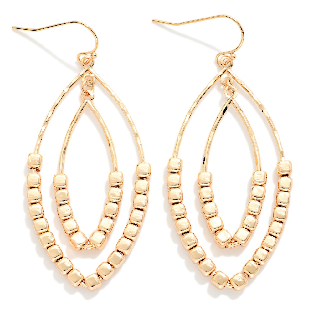 Square beaded Earrings - Gold
