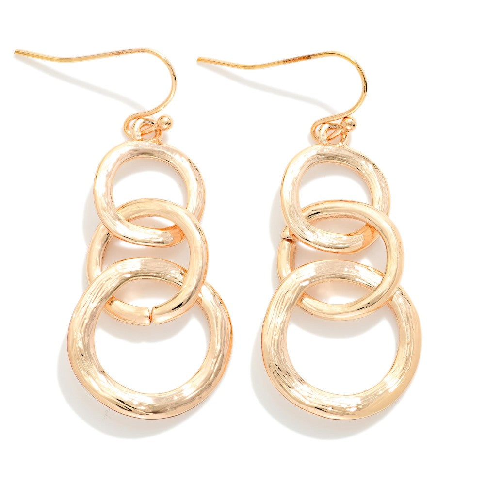 Metal Hoops Drop Earrings - Gold