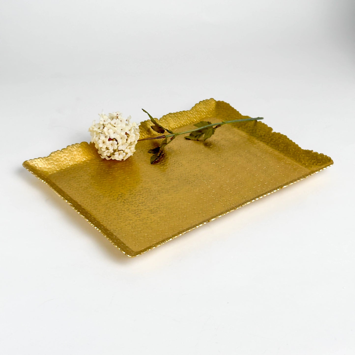 Small Rectangle Gold Aluminum Hammered Cutting Tray