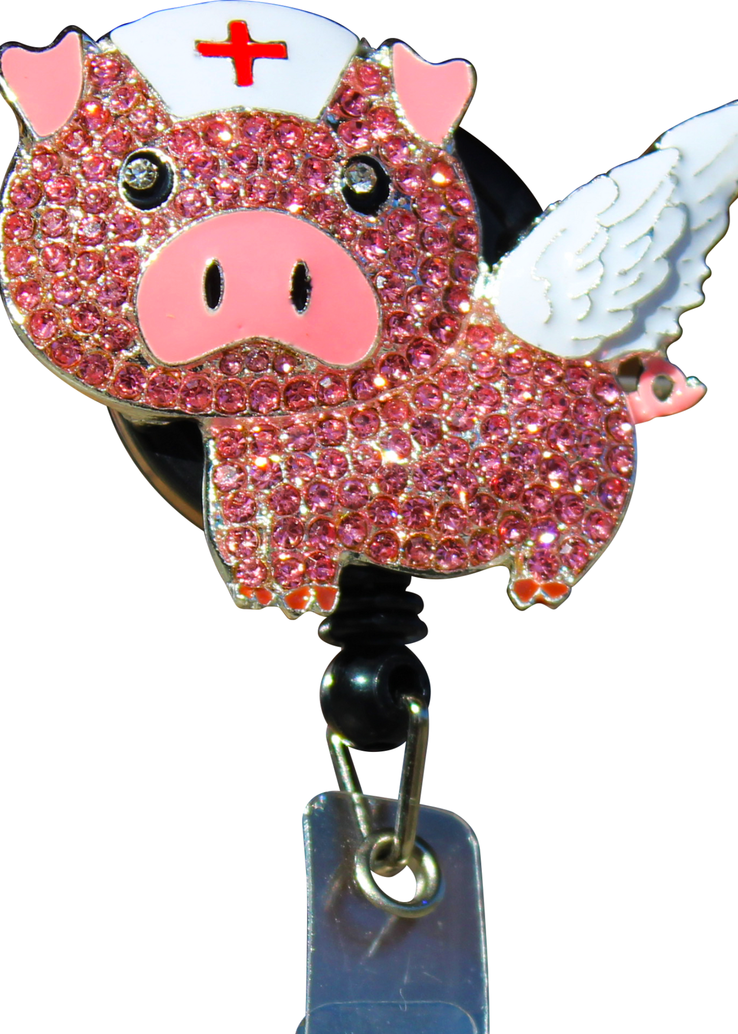 Flying Nurse Pig Sparkle And Shine Badge Reel