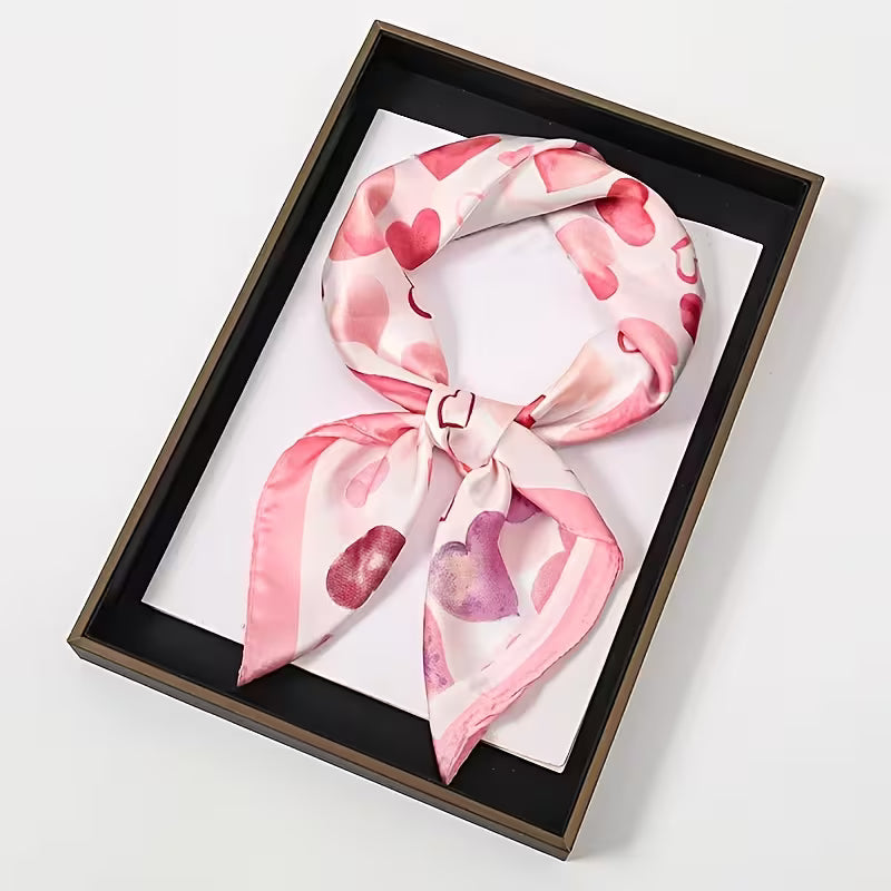 ELEGANT HEARTS SATIN SQUARE SCARF