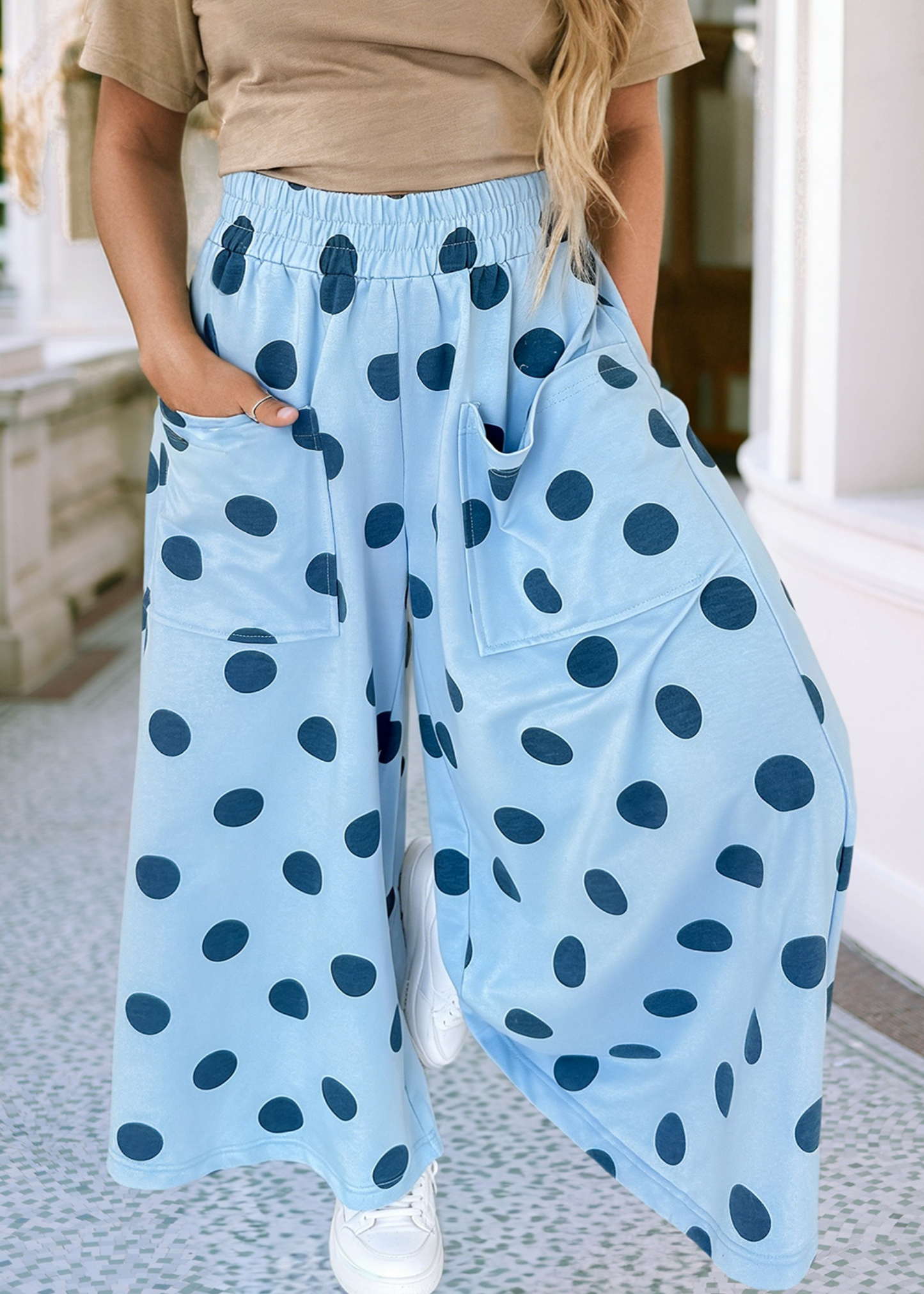 Polka Dots High Waist Wide Leg Pants