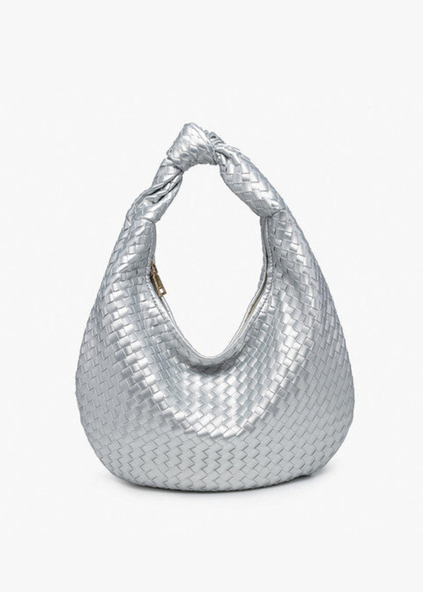 Valentina Woven Hobo in Silver