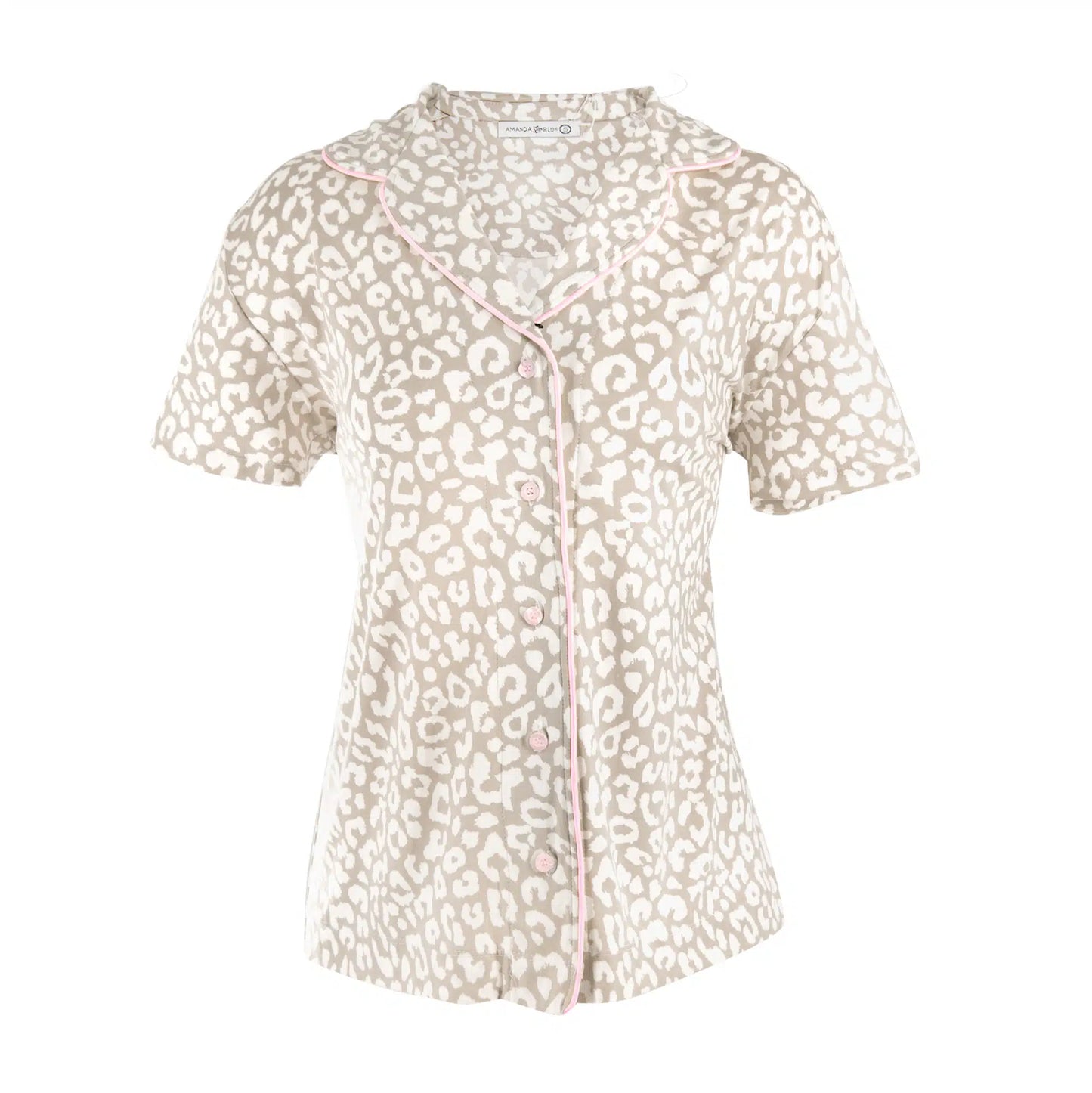 Taupe Leopard Pajama Top | Beige Animal PJs For Women