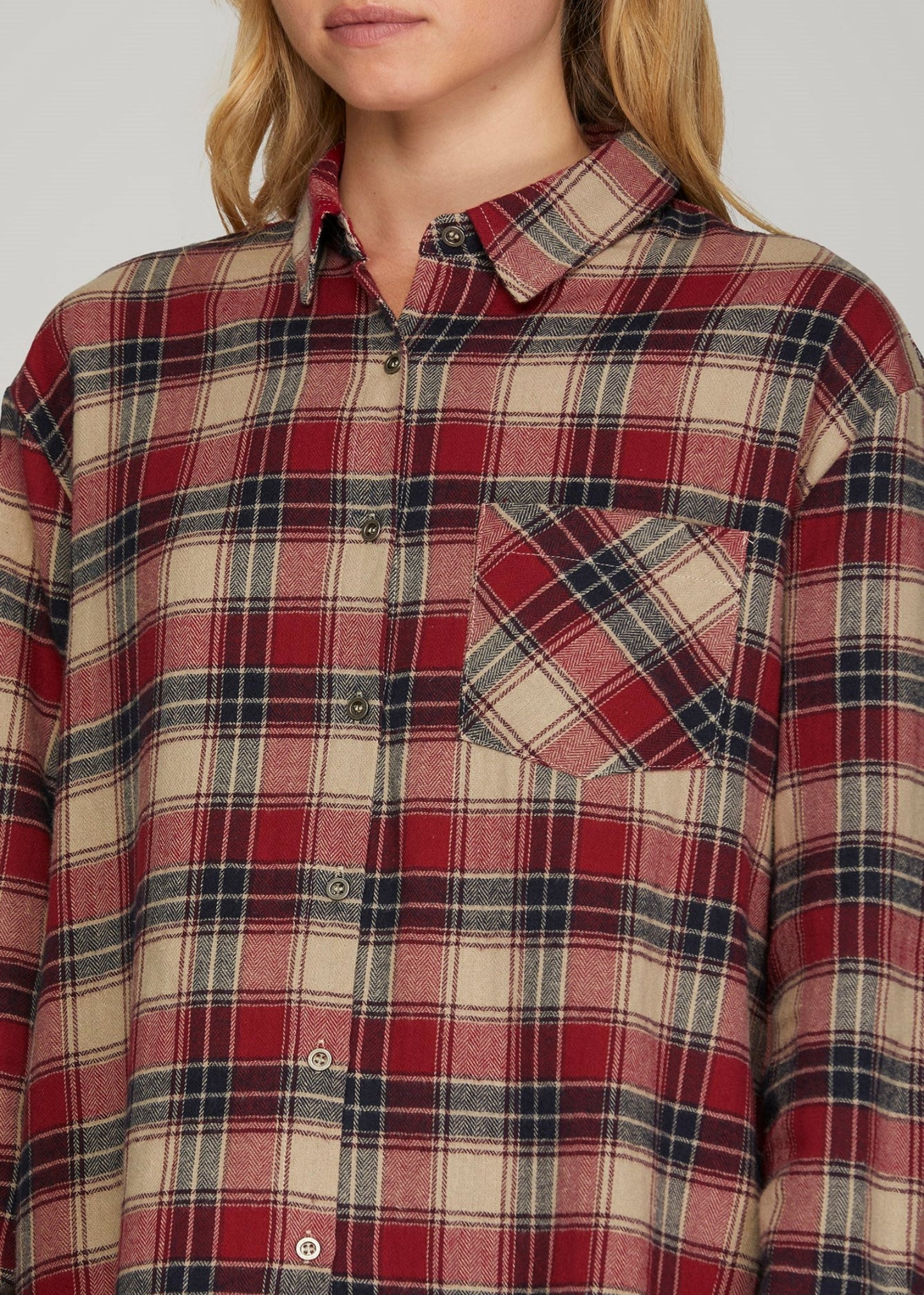 WILLOW LS WOVEN PLAID SHIRT - RED