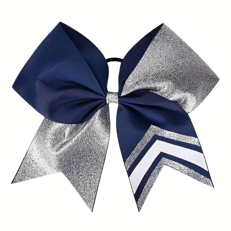 TIFT COUNTY CHEER BOW - SILVER AND NAVY