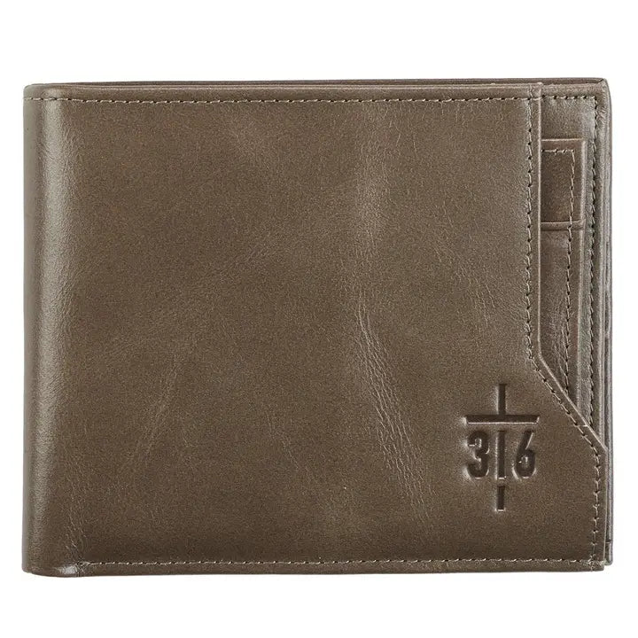 WALLET LEATHER JOHN 3:16-TAUPE