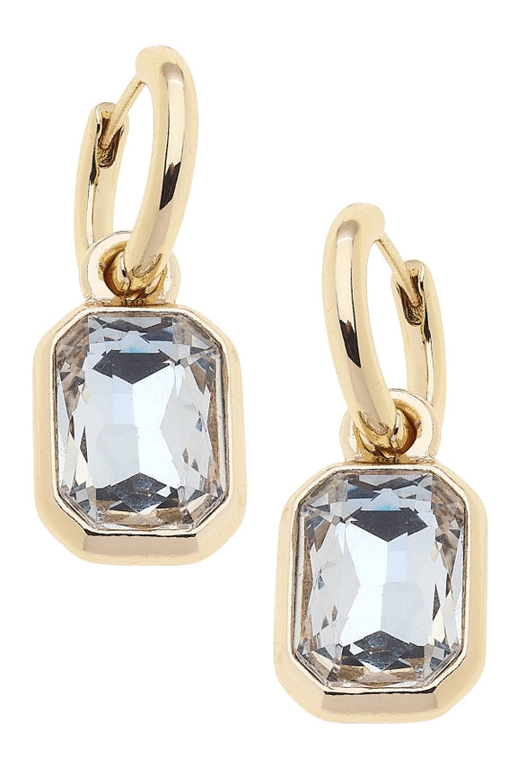 REAGYN RHINESTONE DROP HOOP EARRINGS CLEAR