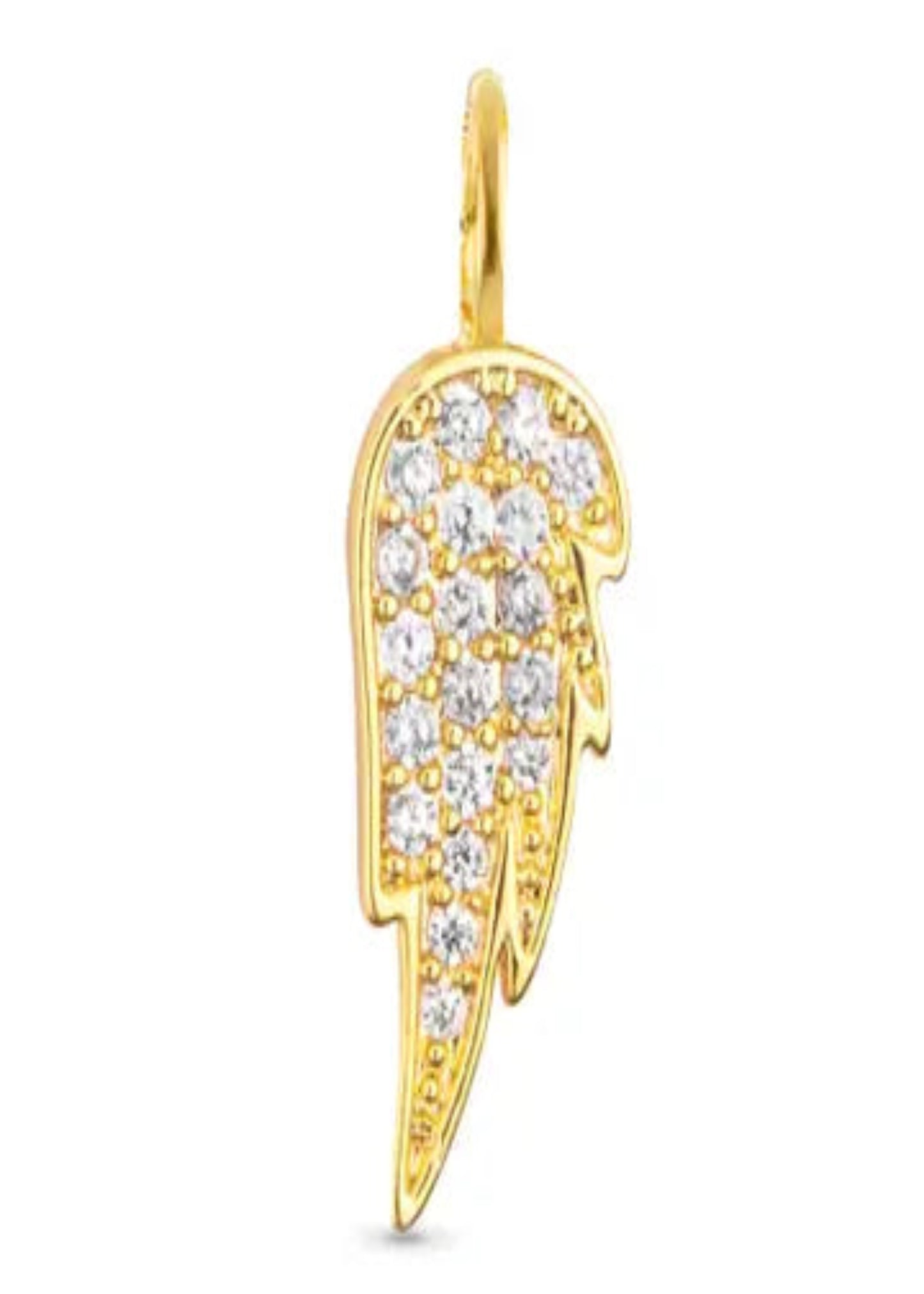 Cz Angel Wing Necklace Charm - Gold