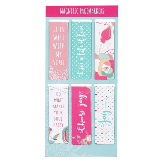 MAGNETIC BOOKMARK SET-PINK ROSES