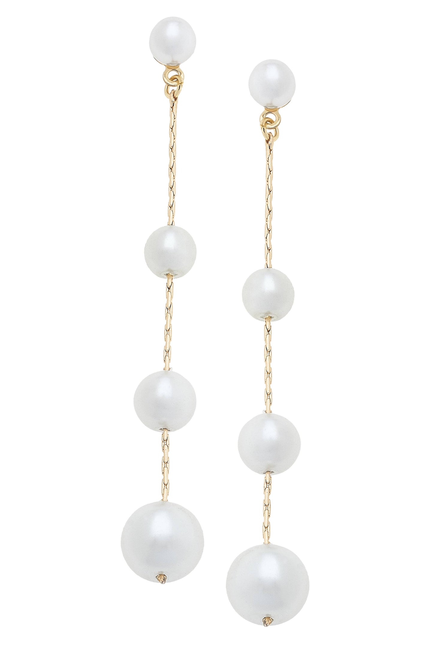 Audrey Pearl Earrings in Ivory & Shiny Gold