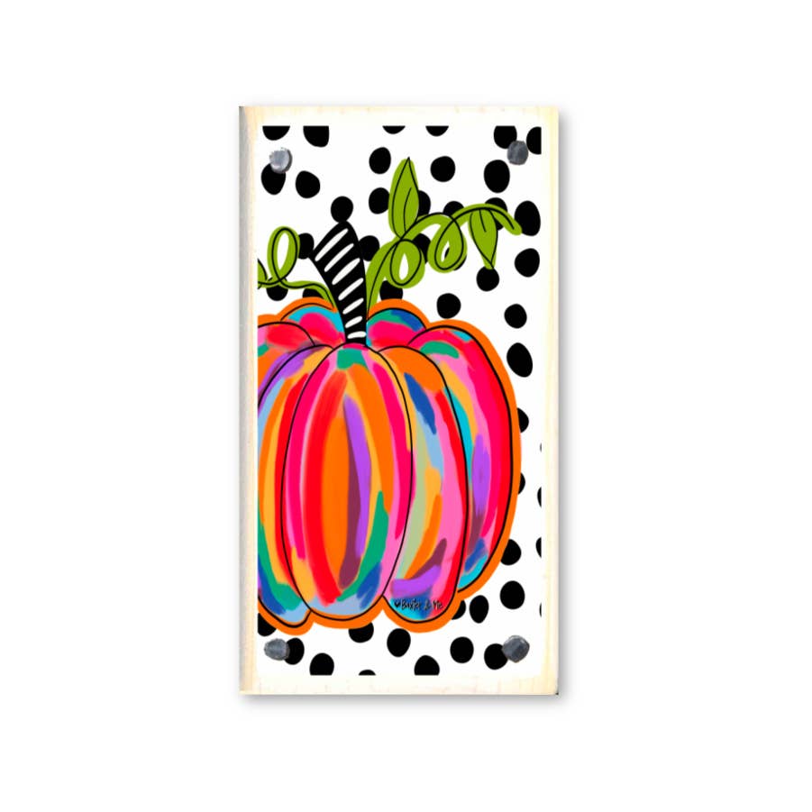 Colorful Pumpkin with B&W Background Happy Block