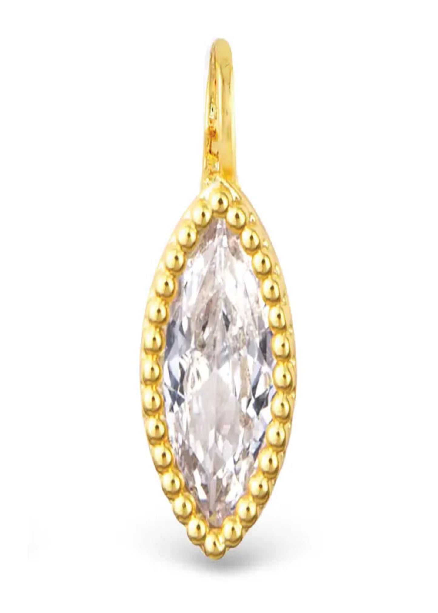 Clear Cz Marquise Necklace Charm - Gold