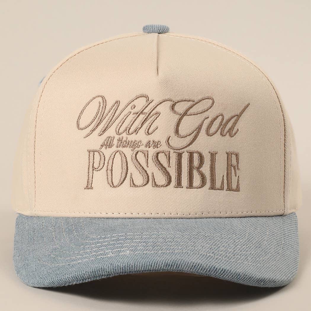 With God All Possible Embroidery Baseball Cap
