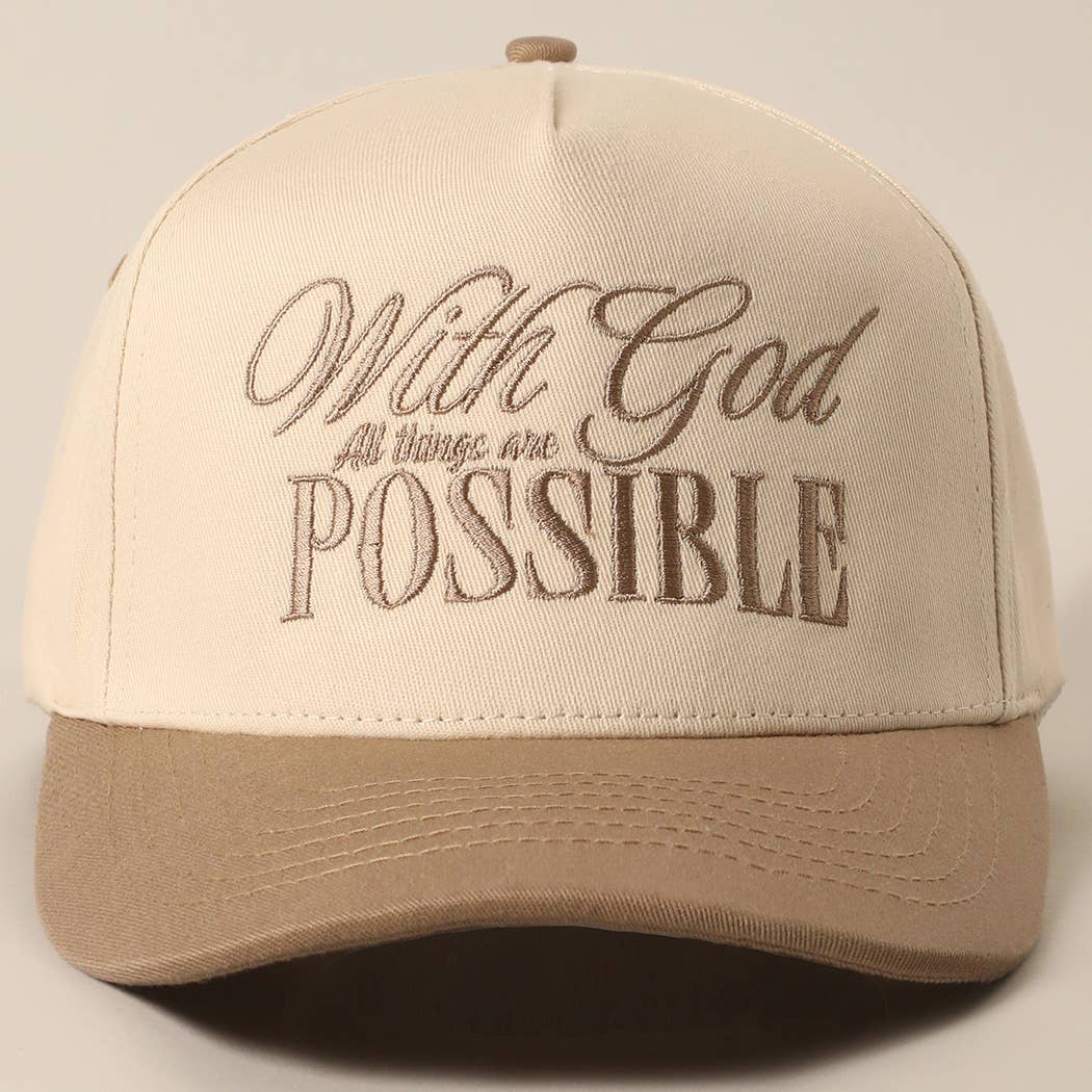 With God All Possible Embroidery Baseball Cap