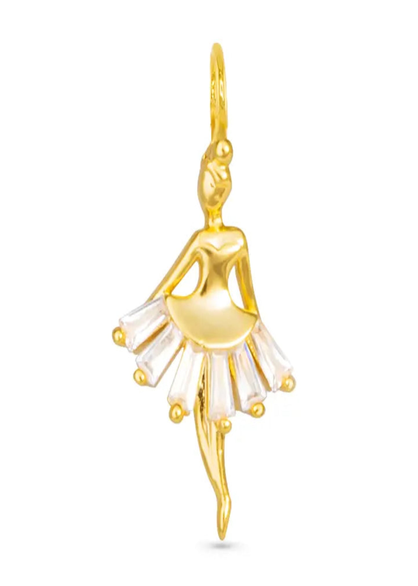 Cz Ballerina Necklace Charm - Gold