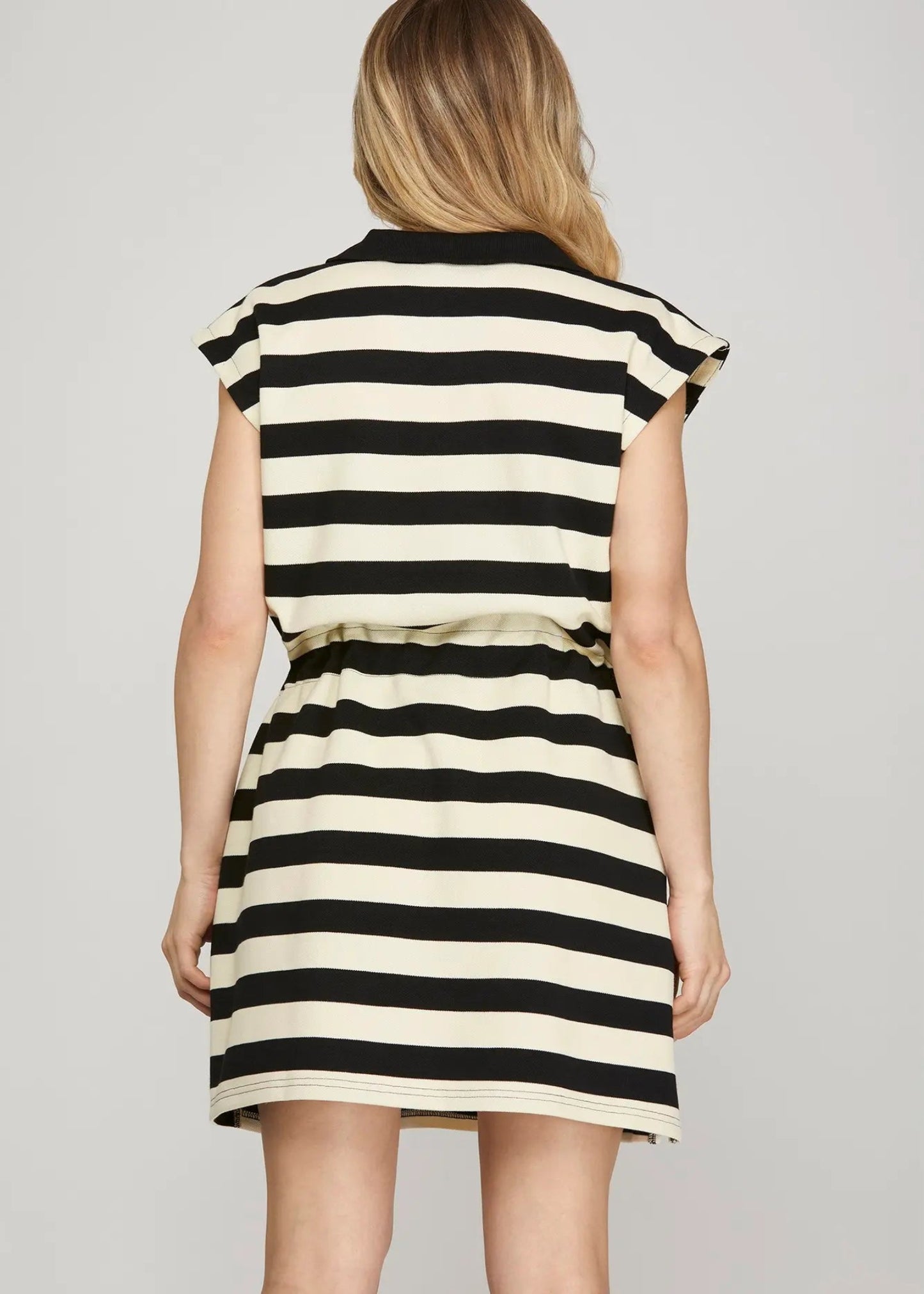 SARAH DRAW STRING MINI DRESS - BLACK