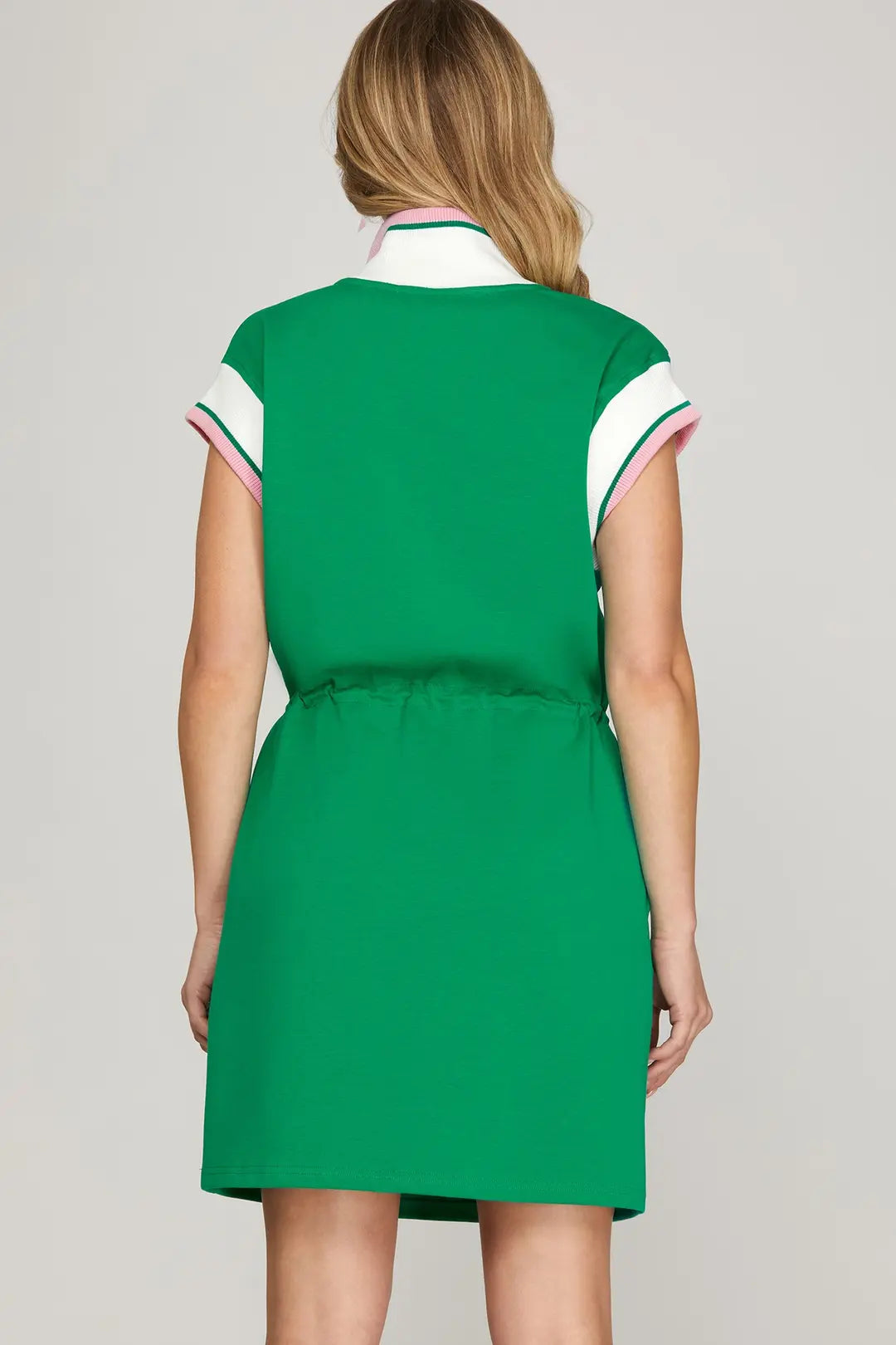 LAYLA DRESS - GREEN & PINK