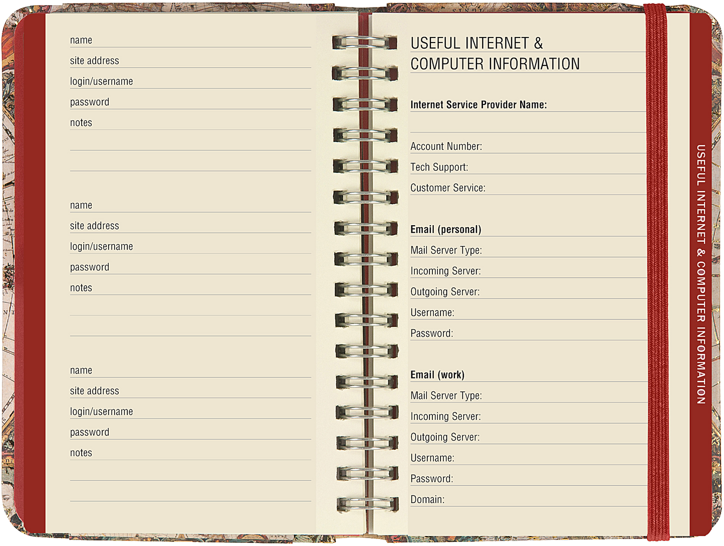 Old World Internet Address & Password Logbook