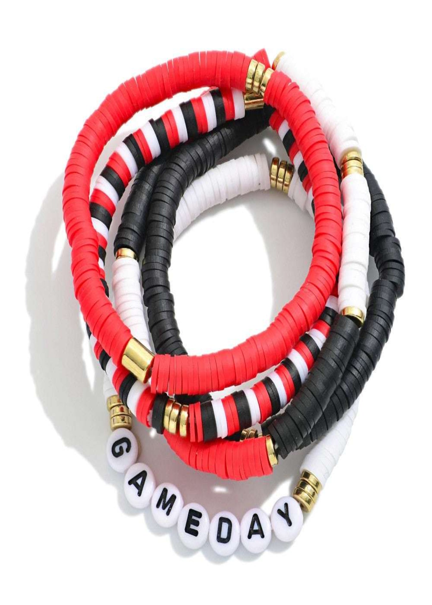 SET OF FIVE GAMEDAY HEISHI BEADED BRACELETS
