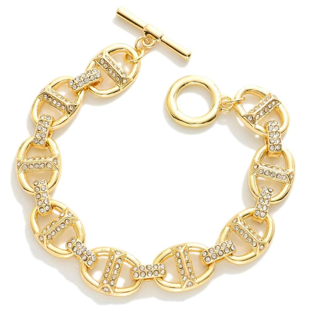 GOLD TONE PIG NOSE CHAIN LINK BRACELET