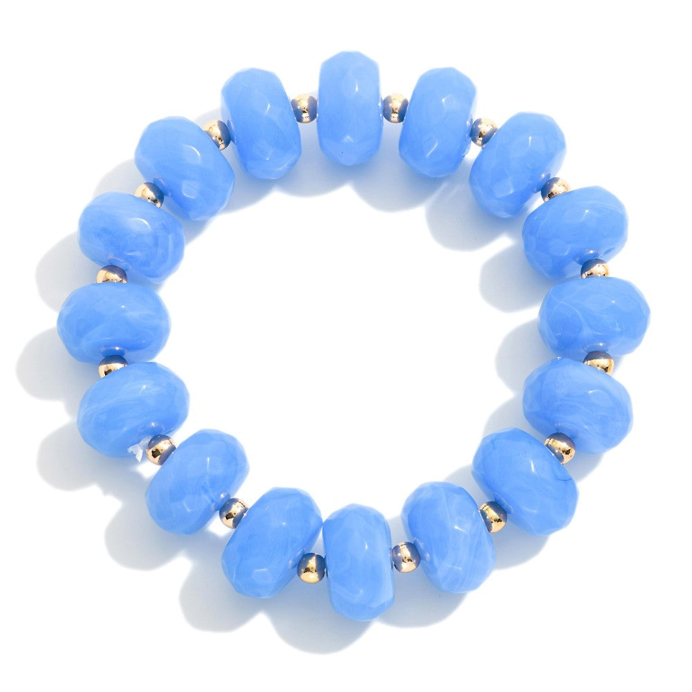 CHUNKY FACETED ACETATE BRACELET - BLUE
