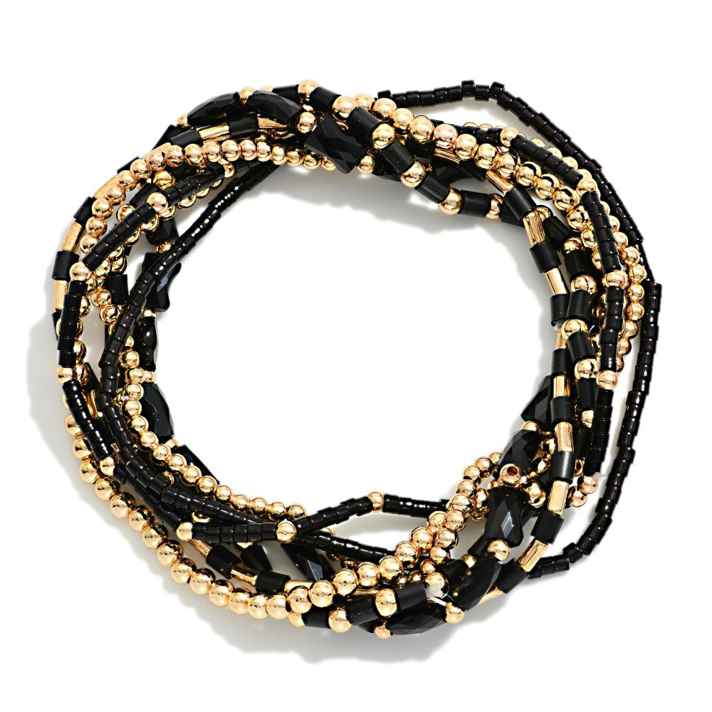 PETITE BEADED BRACELETS - BLACK/GOLD