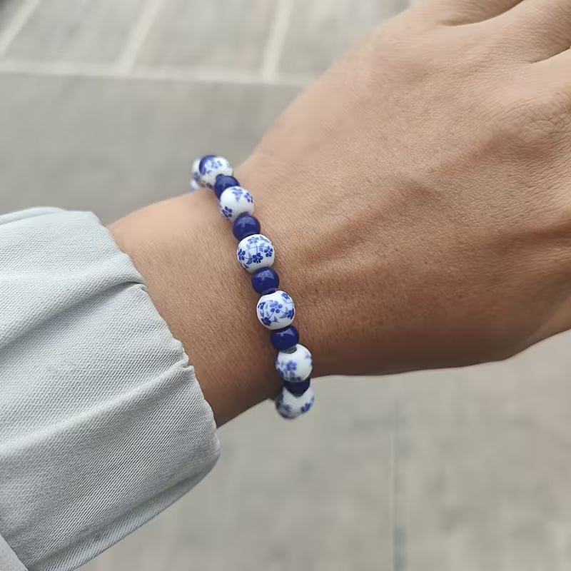 BOHEMIAN HANDMADE ORCHID CERAMIC BEADED BRACELET