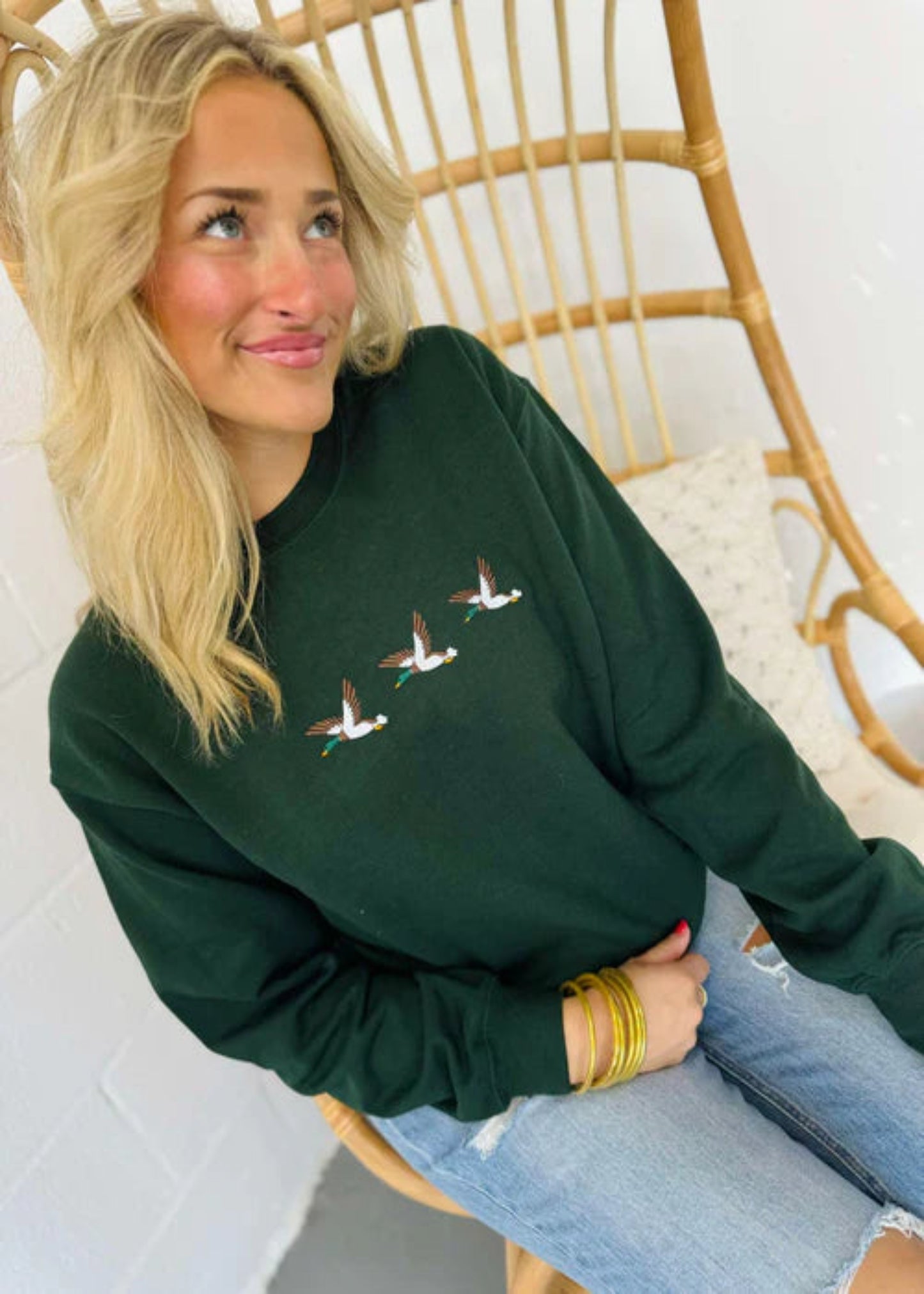 MALLARD TRIO DUCK FORREST GREEN SWEATSHIRT