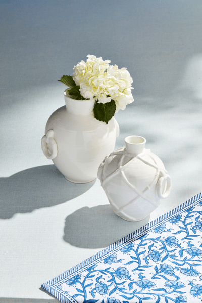 SMALL BAMBOO HANDLE VASE - WHITE