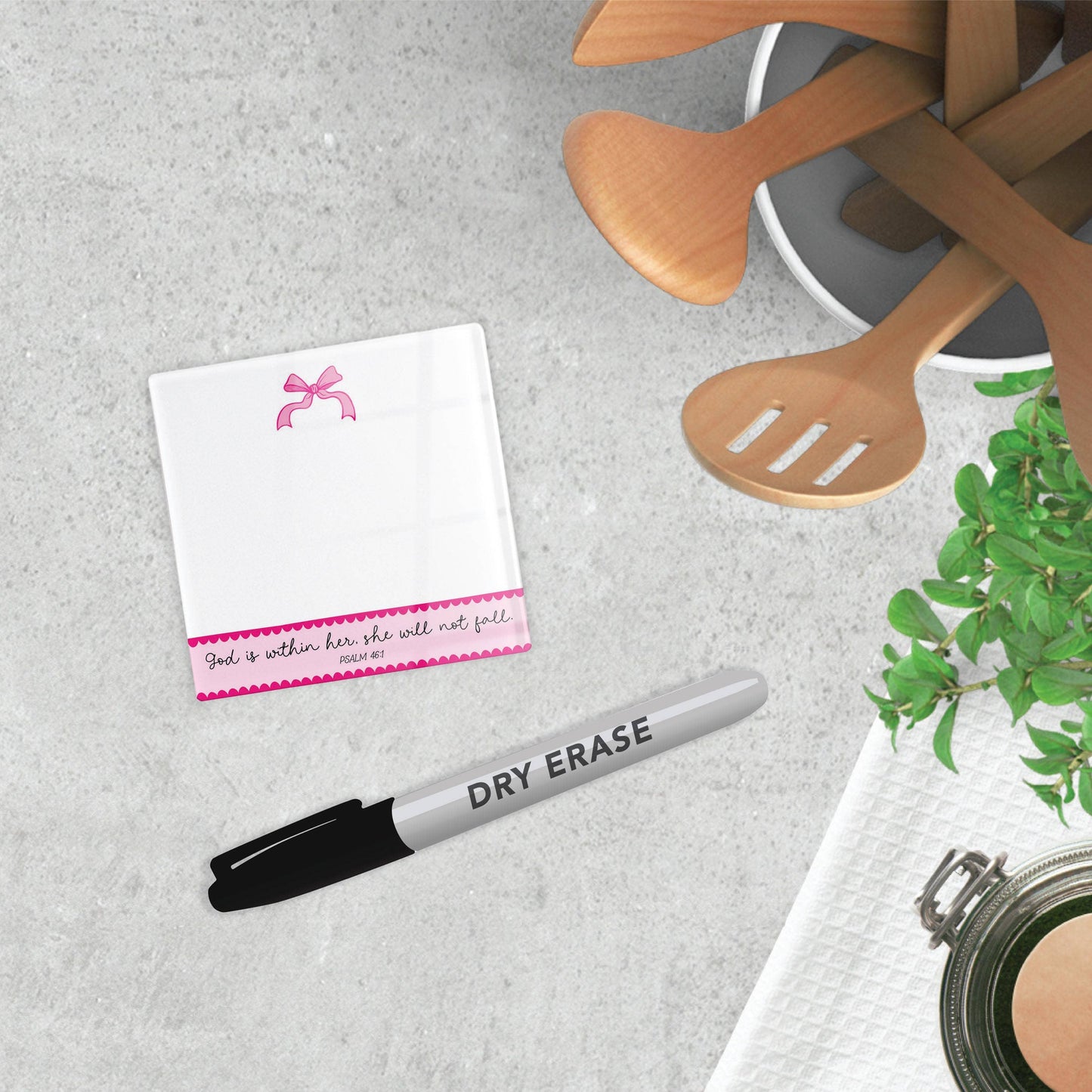 Stocking Stuffer,Pink Bows God Is Within Her Dry Erase Notes