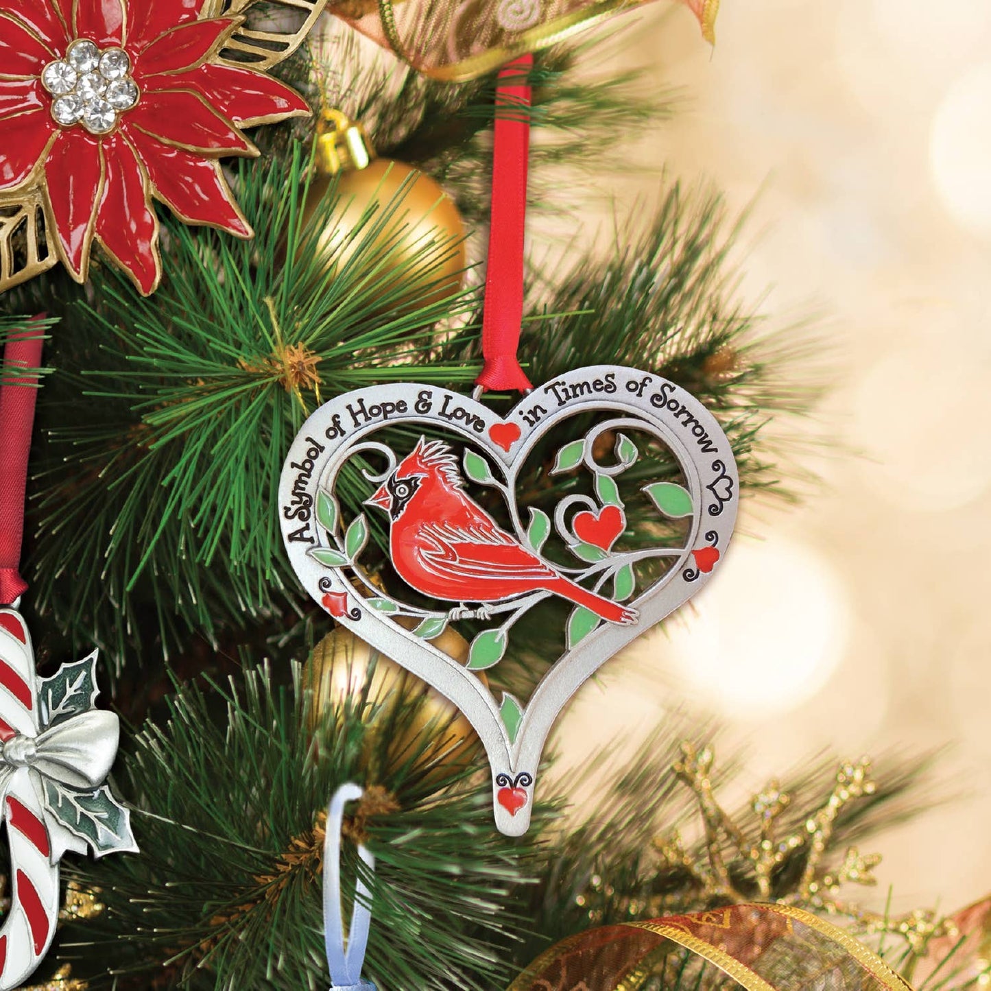 Heart & Cardinal Ornament