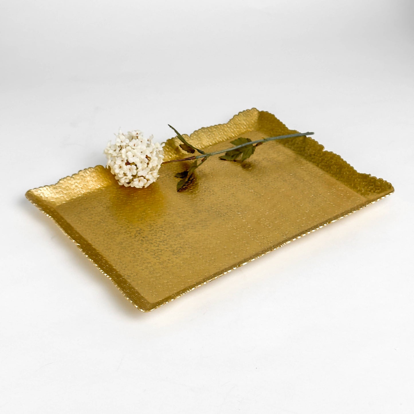 Small Rectangle Gold Aluminum Hammered Cutting Tray