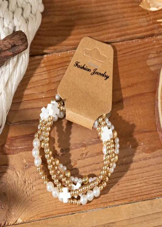 4pcs Golden Beads Boho Chic Bracelet Set