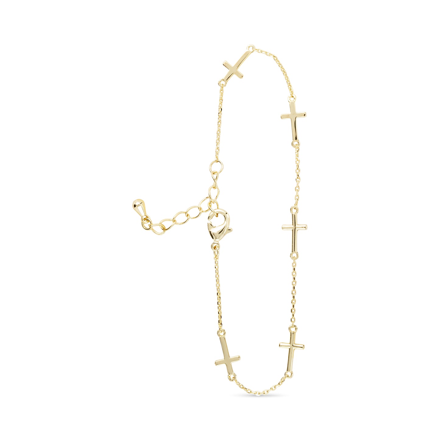 Gold Station Cross Bracelet