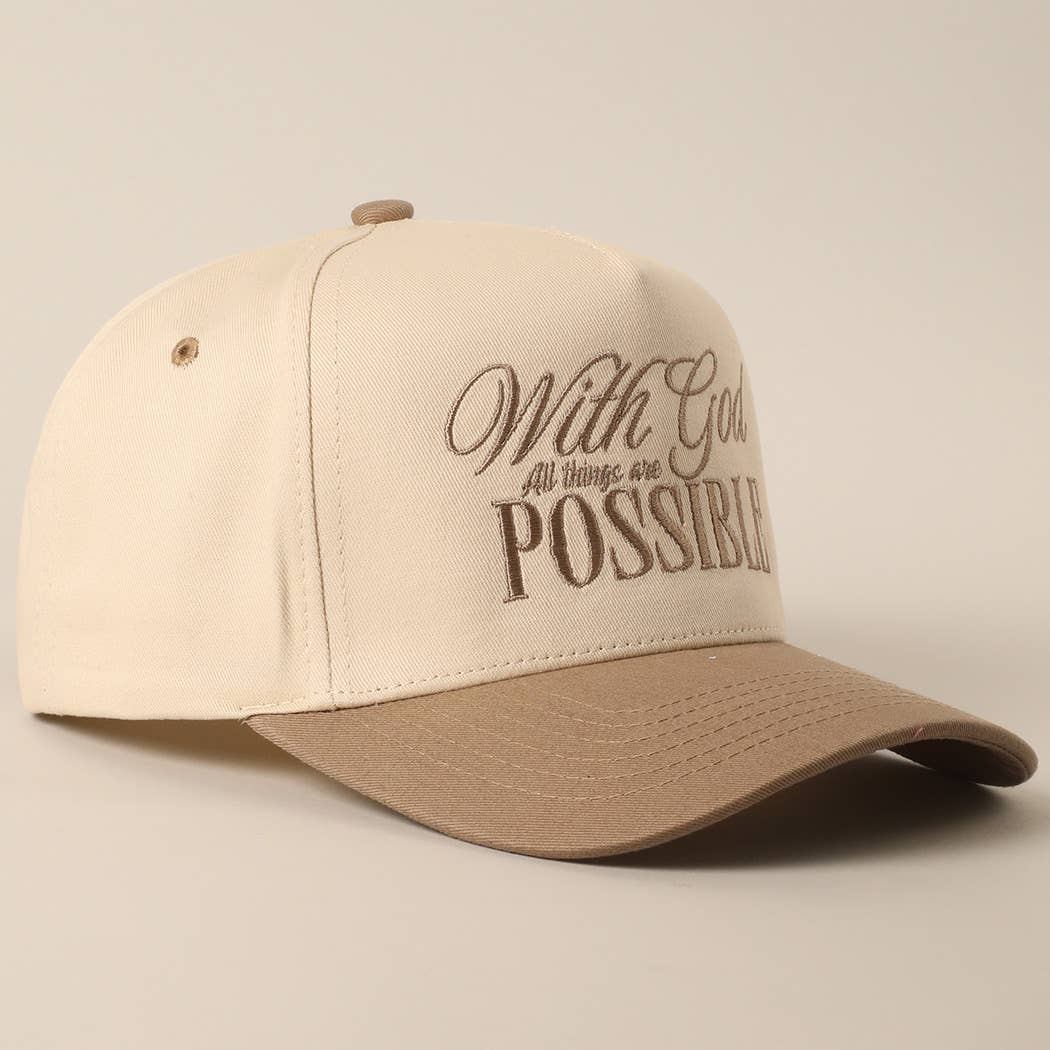 With God All Possible Embroidery Baseball Cap