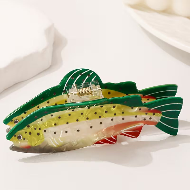 ACRYLIC TROUT HAIR CLIP - VIBRANT GREEN