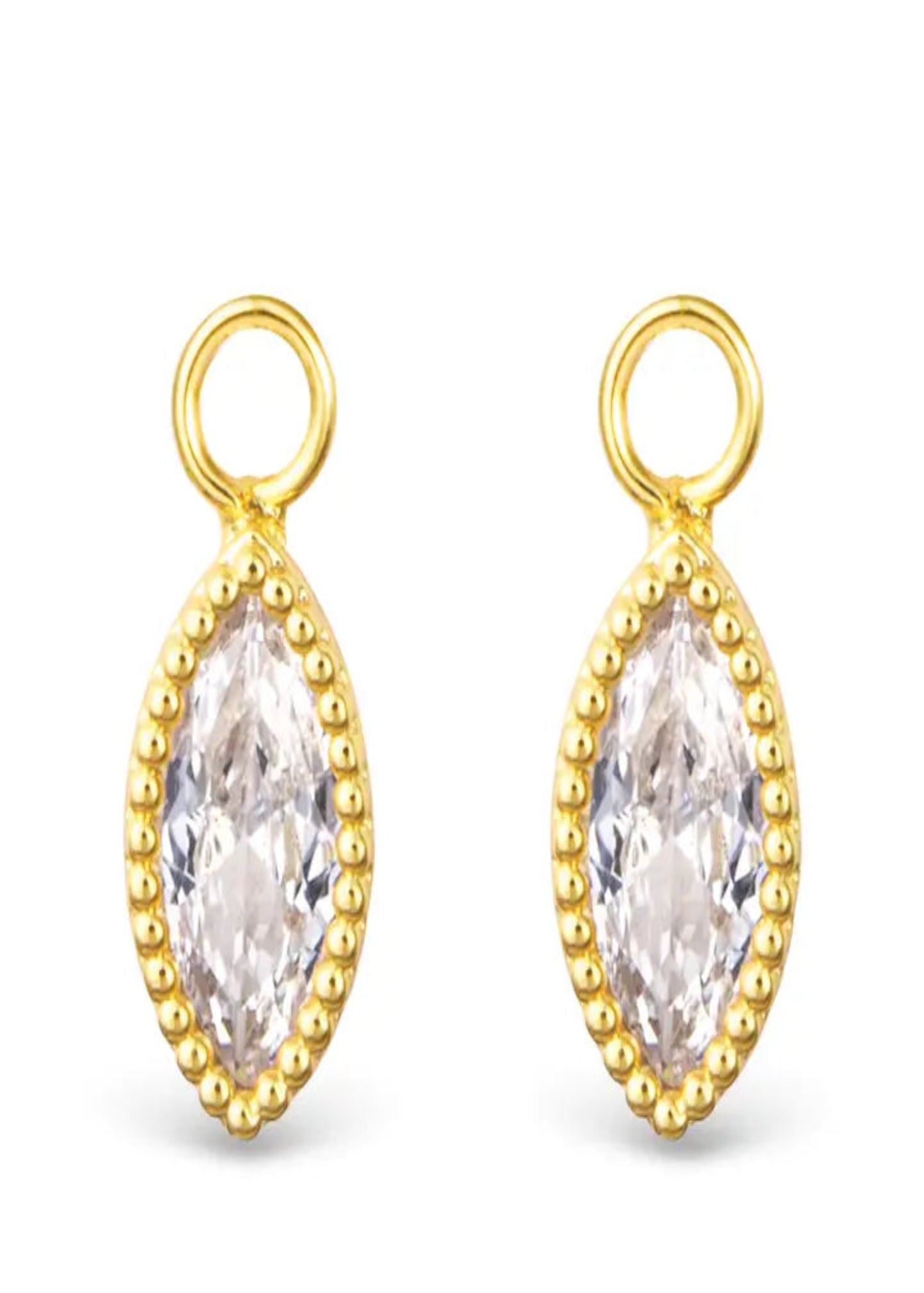 Clear Cz Marquise Earring Charm - Gold