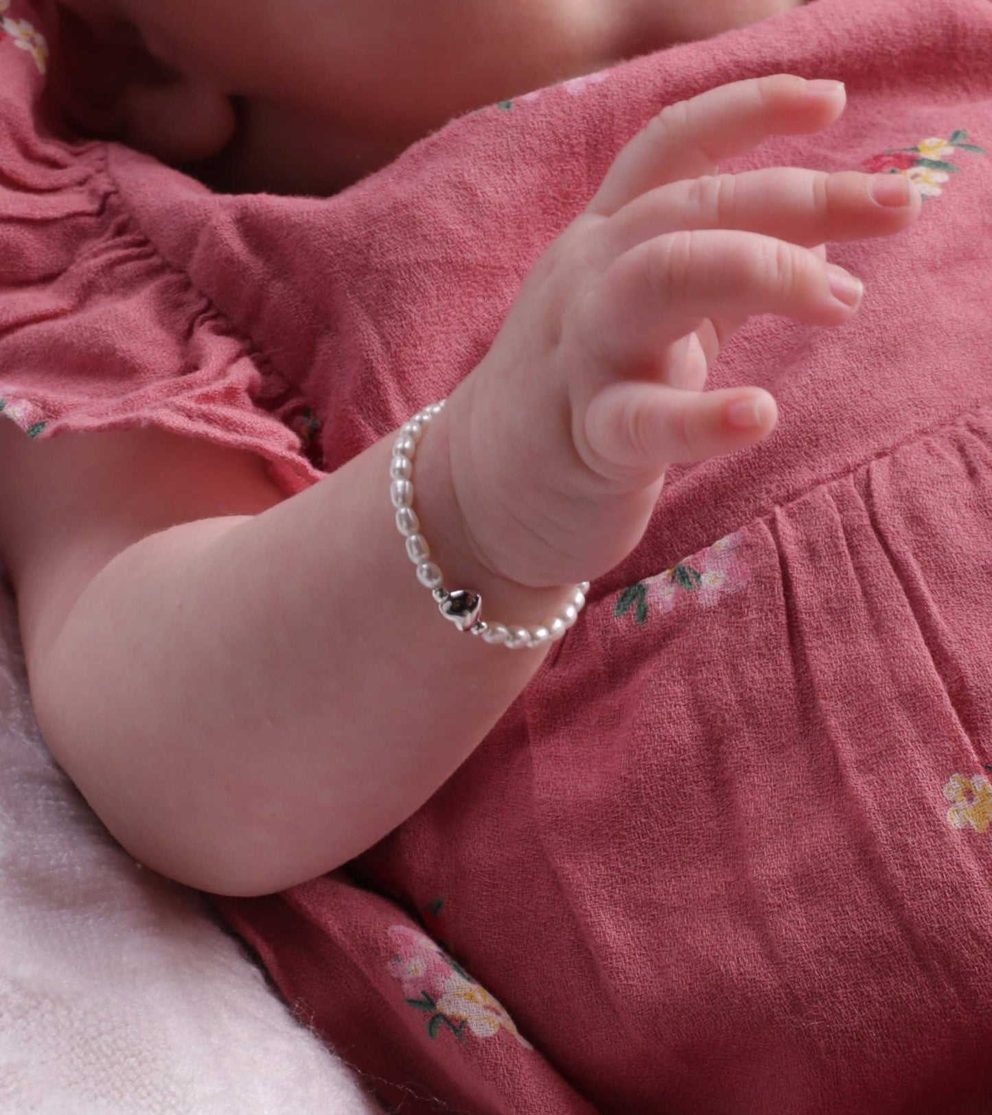 Girls Sterling Silver Pearl and Heart Baby Bracelet for Kids