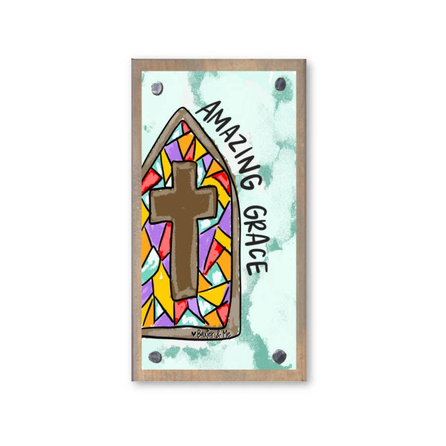 Amazing Grace Stained Glass Driftwood Happy Block